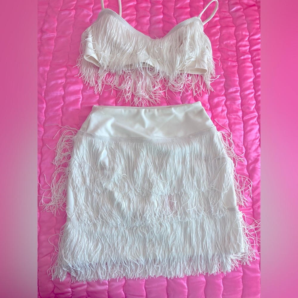 Fringe White Two Piece Bachelorette Outfit
